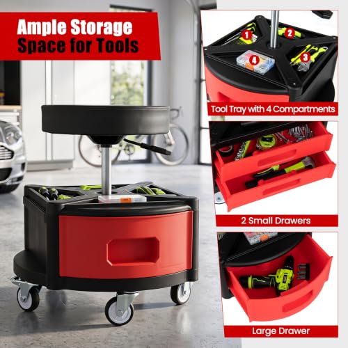 Rolling Mechanic Stool with Cushioned Seat