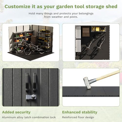 8x8 FT Resin Outdoor Storage Shed with Floor