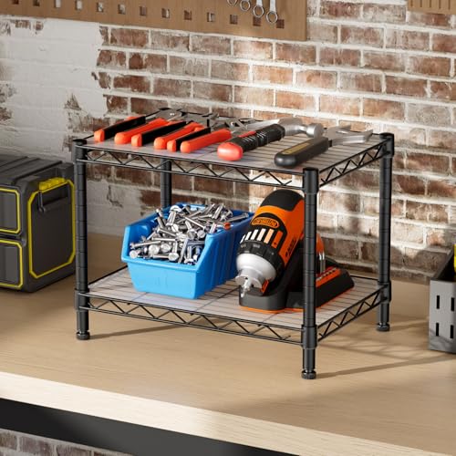 Small Wire 2 Shelves Pantry Metal Shelf Floor Organizer Under Desk