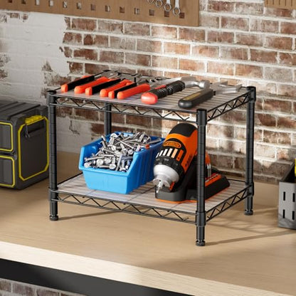 Small Wire 2 Shelves Pantry Metal Shelf Floor Organizer Under Desk