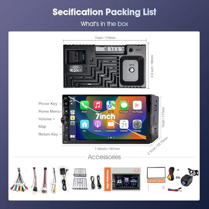 2 Din Car Radio with Wireless CarPlay & Android Auto