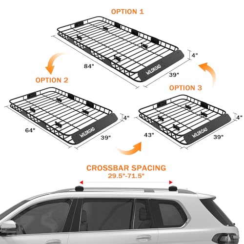 Rooftop Cargo Carrier Combo Roof Rack Cargo Basket 84" x 39" x 4"