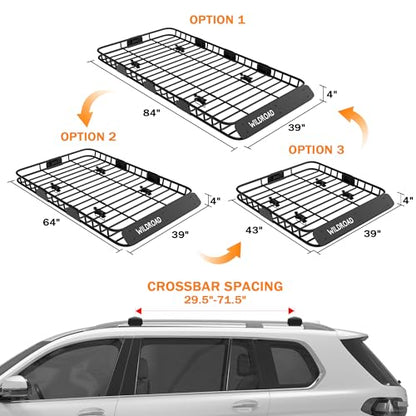 Rooftop Cargo Carrier Combo Roof Rack Cargo Basket 84" x 39" x 4"