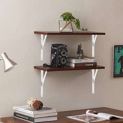 16 Pack L6 x H 4" White Heavy Duty Shelf Brackets with Screws Metal Shelf Brackets Shelf Support Angle Brackets for Shelves L Brackets Heavy Duty Floating Shelf (16 Count)