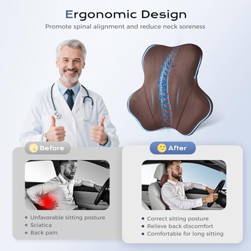 Car Lumbar Support Pillow and Car Neck Pillow Kit