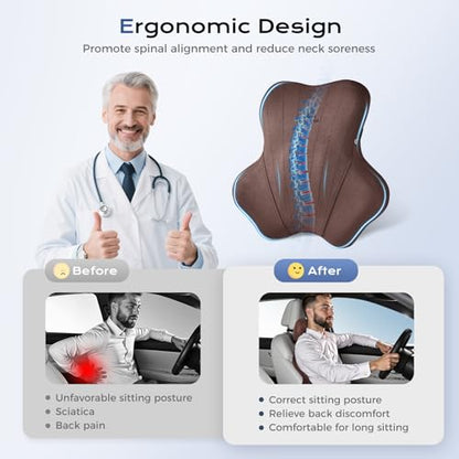Car Lumbar Support Pillow and Car Neck Pillow Kit