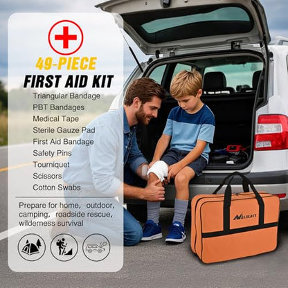 Car Roadside Emergency Kit with Jumper Cables Air Compressor