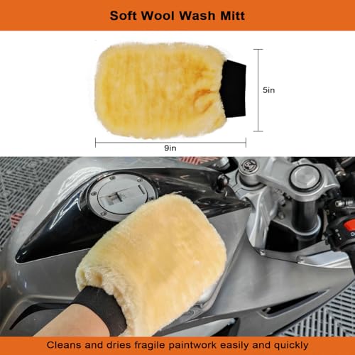 Motorcycle Cleaning Kit 6 Pack with Easy Reach Brush