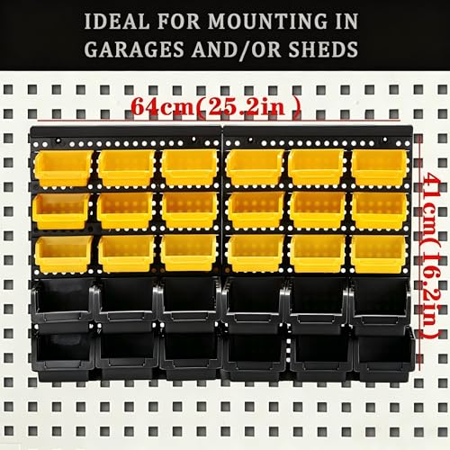 Wall Mounted Storage Bins Parts Rack 4 Colors Bin Organizer Garage Plastic Shop Tool
