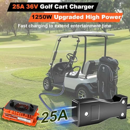 36V 25A Golf Cart Battery Charger 1250W for EZGO & Yamaha with Crowfoot Plug