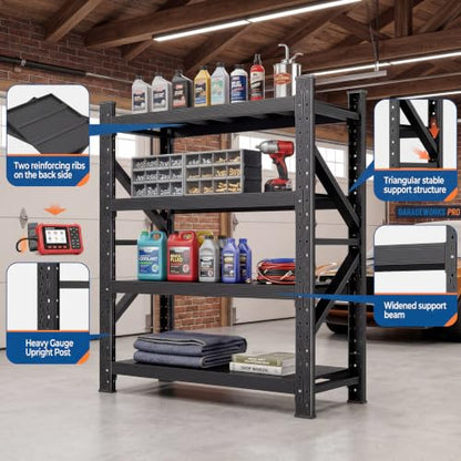 Heavy Duty 4 Tier Metal Garage Storage Shelving Unit