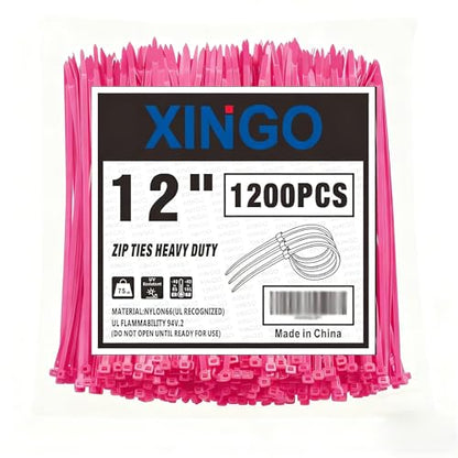 12 Inch Pink Zip Ties 1200 PCS (1200 Count)