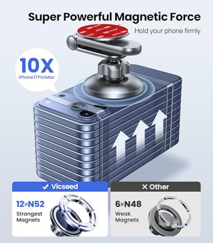 Tesla Phone Mount【Strongest Magnet Power】 Foldable Hidden Tesla Phone Holder Fit for All Phones