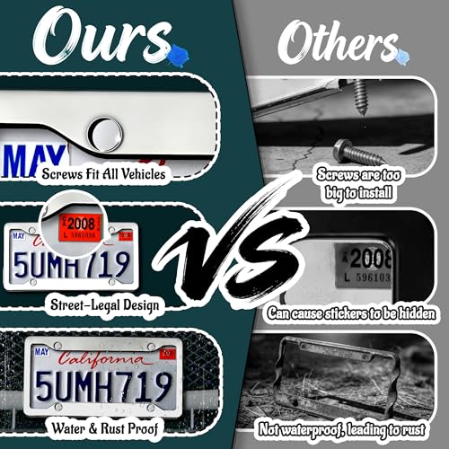 Premium Chrome License Plate Frames with 2 Anti