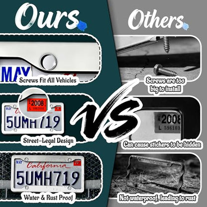 Premium Chrome License Plate Frames with 2 Anti
