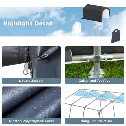 10x15 ft Storage Shelter Shed Portable Outdoor Carport Garage