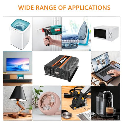 3500W Pure Sine Wave Inverter 12V to 120V with 4 Power Outlets for RV Solar Power