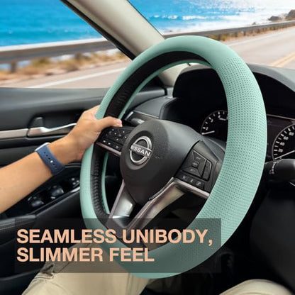 D Shaped Nappa Leather Steering Wheel Cover 14.5