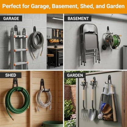 Garage Hooks 6 Pack Small Round Wall Hooks for Hanging Heavy Duty Ladders (6 Count)