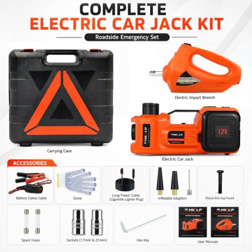 Electric Car Jack Kit 5 Ton 12V Hydraulic with Wrench