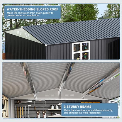 12x14 FT Outdoor Storage Metal Shed with Window