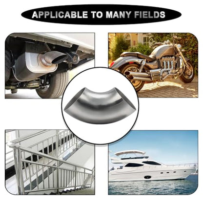 OD 1.5 Inch 90 Degree SS304 Stainless Steel Bend Tube Exhaust Elbow Pipe for Car Modified Exhaust System 1.5" Piping Silver Tone