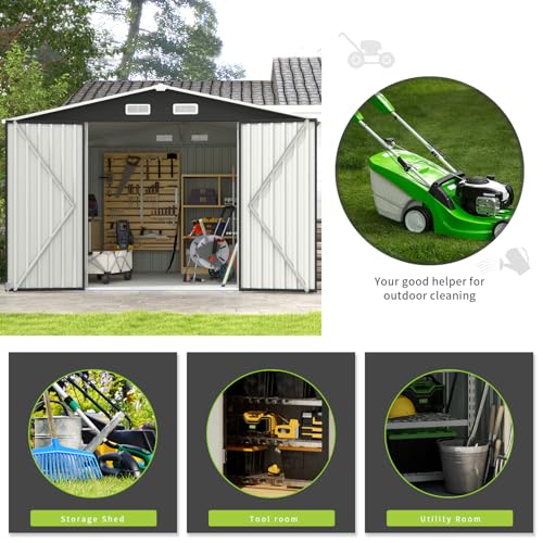 10 x 8FT Outdoor Storage Shed with Double Hinged Large Door