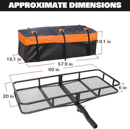 Folding Hitch Mount Cargo Carrier 60" x 20" x 6"