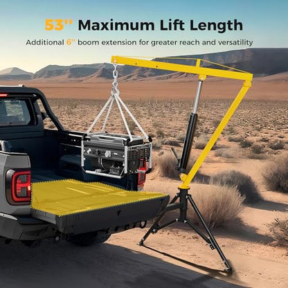 Truck Crane 1000 lb Receiver Hitch Hydraulic 360 Swivel
