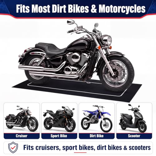Motorcycle Mat Garage Floor Rug Washable Parking Mats for Garage Floors Non Slip Oil Absorbent Pad Rubber Backing Layer Protects Floor