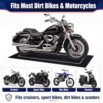 Motorcycle Mat Garage Floor Rug Washable Parking Mats for Garage Floors Non Slip Oil Absorbent Pad Rubber Backing Layer Protects Floor