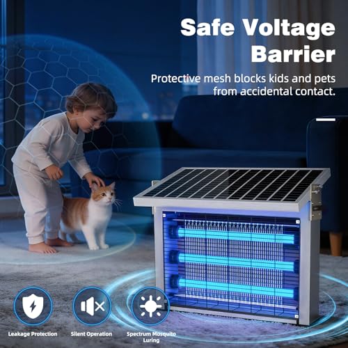 Powerful Big Solar Bug Zapper Outdoor for 10000 sq.ft with 30W Solar Panel
