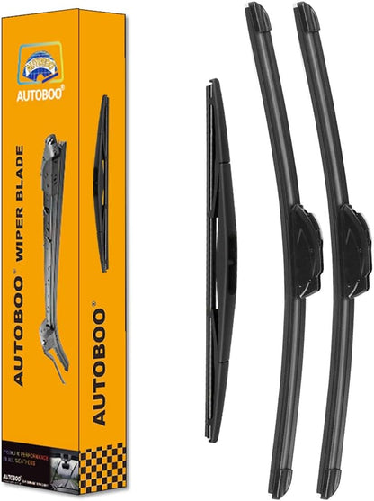 AUTOBOO 28"+12" Windshield Wipers with 12" Rear Wiper Blade Sets Replacement for Nissan Versa Note 2014-2019 -Original Factory Quality (Pack of 3)