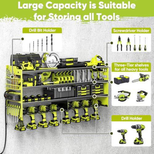 Upgrade Power Tool Organizer Wall Mount with Charging Station