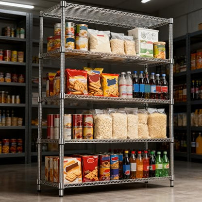1750LBS 47.2" W 5 Tiers Shelf Steel Storage Shelves Metal Shelving Unit Steel Organizer Wire Rack for Home