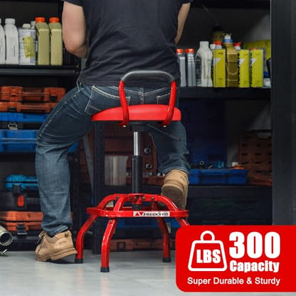 Garage Stool Adjustable Height Swivel Work Mechanic Shop Stool with Backrest
