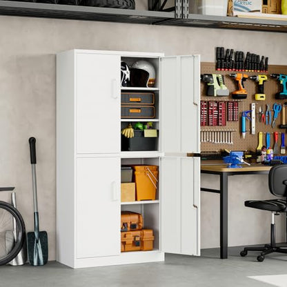 Metal Storage Locking Cabinet with 4 Doors and 2 Adjustable Shelves
