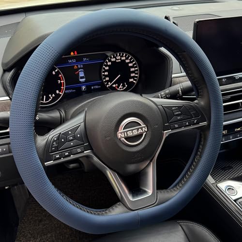 D Shaped Nappa Leather Steering Wheel Cover 14.5In