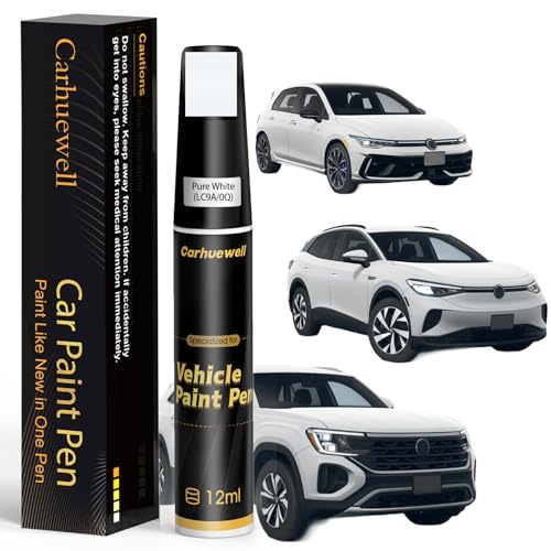 LC9A/0Q Pure White Touch Up Paint Compatible with Volkswagen, Exact Match Car Paint Pen Automotive Scratch Repair Remover Kit Quick & Easy Solution for Vehicle Chips and Nicks