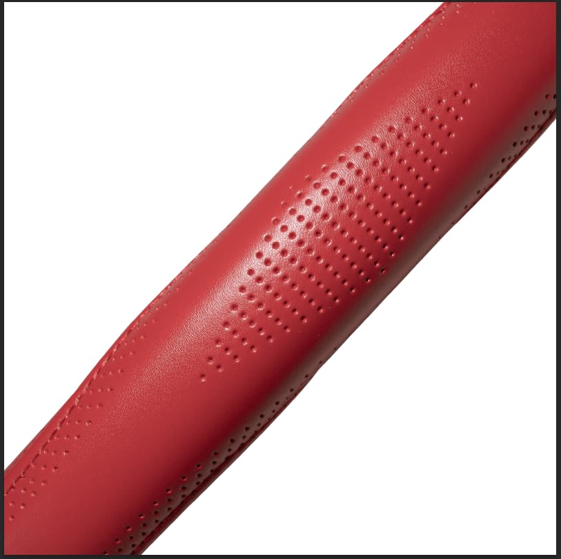 Top Grade Red Genuine Leather Steering Wheel Cover Women