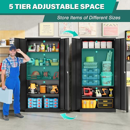 Metal Storage Cabinet with 2 Doors and 5 Shelves