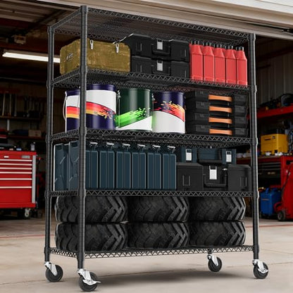 3300LBS 53.1" W 5 Tiers Shelf Steel Storage Shelving Utility Shelving Unit Steel Organizer Wire Rack for Home