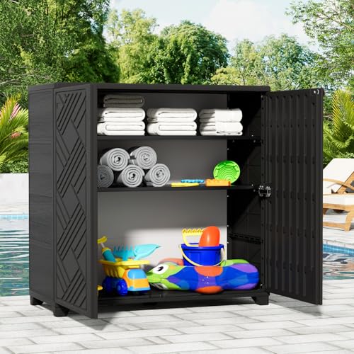 Outdoor Storage Cabinet Waterproof with 2 Shelves