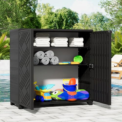 Outdoor Storage Cabinet Waterproof with 2 Shelves