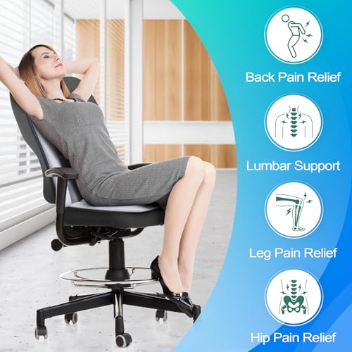 Car Seat Cushion and Lumbar Support Pillow 1.2'' Thick Memory Foam Desk Chair Cushion Back Support for Automotive Seat Driver