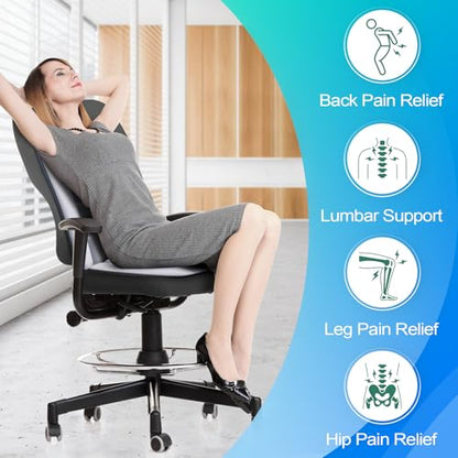 Car Seat Cushion and Lumbar Support Pillow 1.2'' Thick Memory Foam Desk Chair Cushion Back Support for Automotive Seat Driver