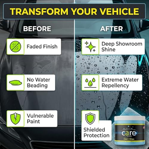 Care Gel-Wax, Car Wax for Shiny Finish, Reduces Water Spot, Durable, Effective on Various Surfaces, 26 Oz. (26 Fl Oz)