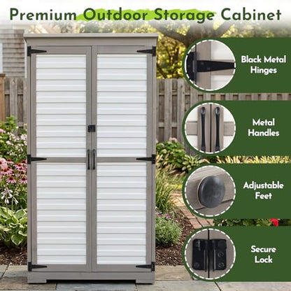 Tall Outdoor Storage Cabinet with Adjustable Shelves