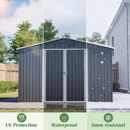 10 x 10FT Outdoor Metal Storage Shed with Lockable Door