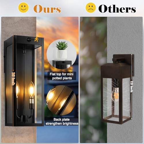16 Inch Motion Sensor Dusk to Dawn Outdoor Porch Lights 2 Pack (2 Count)